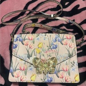 Aldo Floral Crossbody Bag with Gold Butterfly